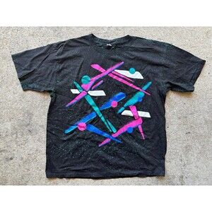 1990s Vintage The Body T-shirt Colorful Surf Abstract Graffiti Paint Size Large